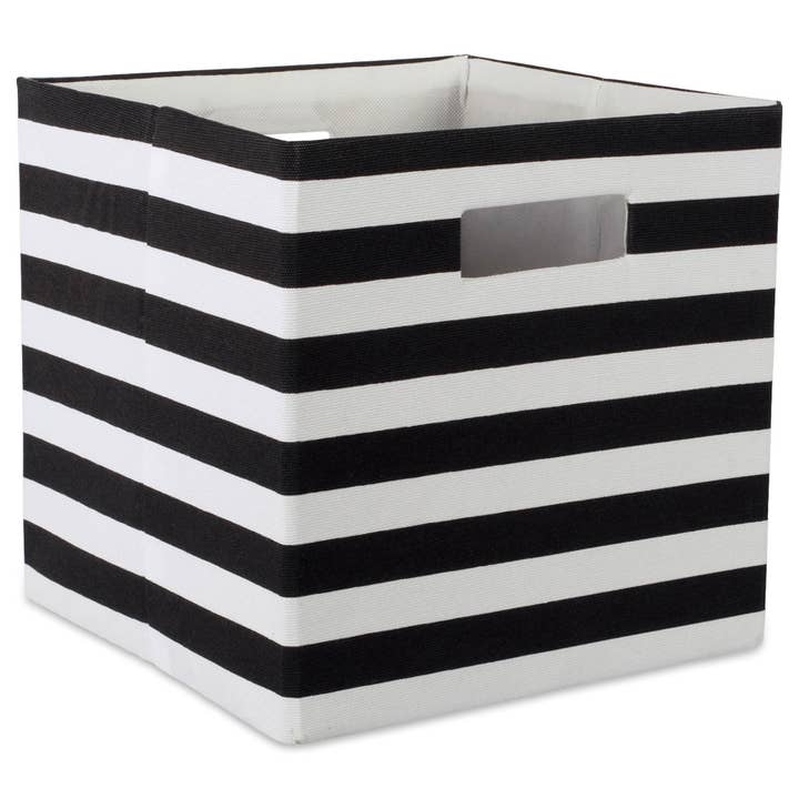Polyester Cube Stripe Black Square 13 x 13 x 13 for wholesale by Welcome Home Unbeatable Deals