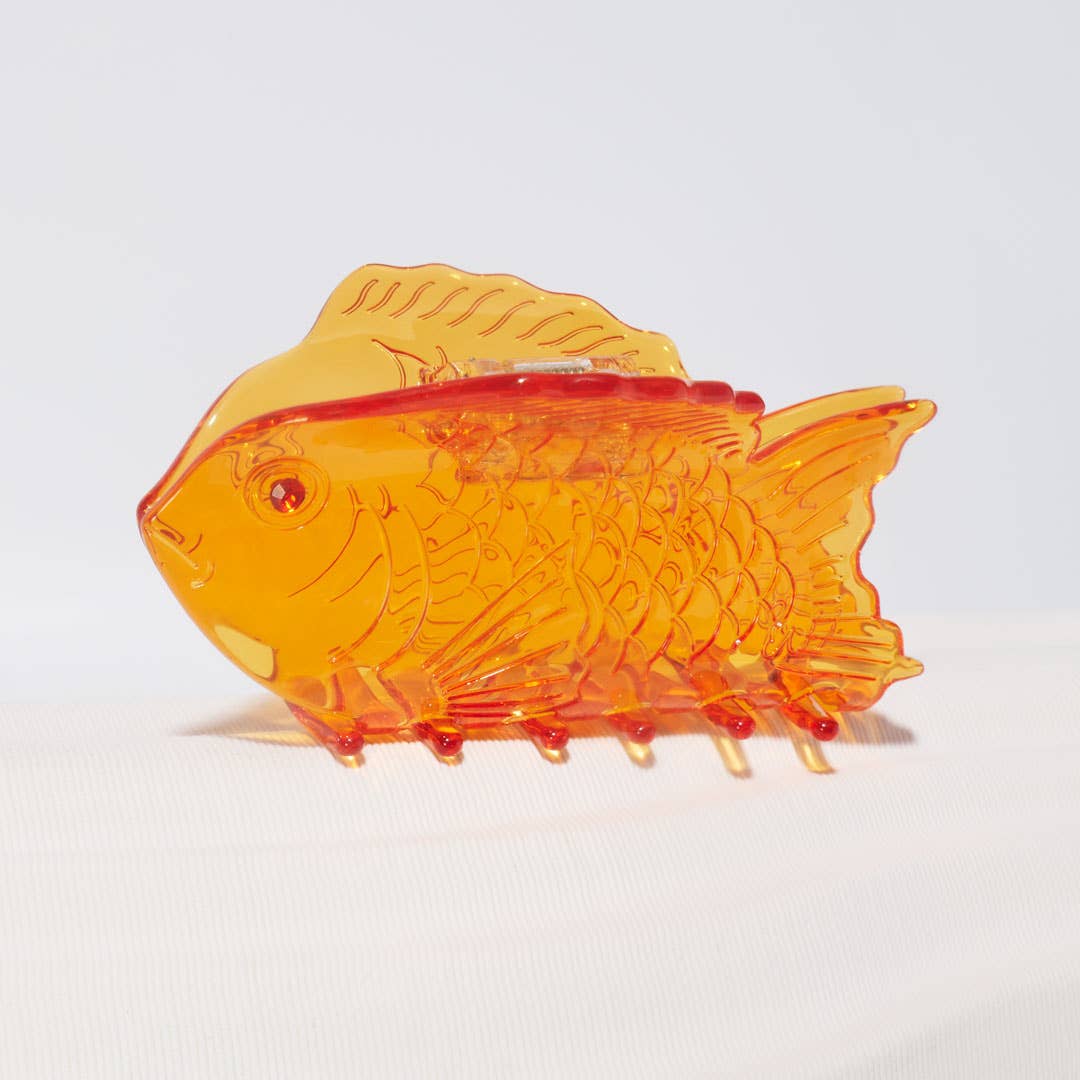 WINONA IRENE - Wholesale Hair Clip - Women's - Sea Bream Clear Orange Acetate Ocean Fish Hair Claw Clip4