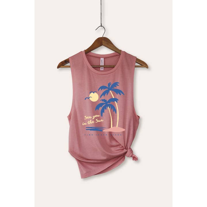PINK NABI – wholesale T-shirt (graphic) – women's – PALM TREE GRAPHIC TANK TOP1
