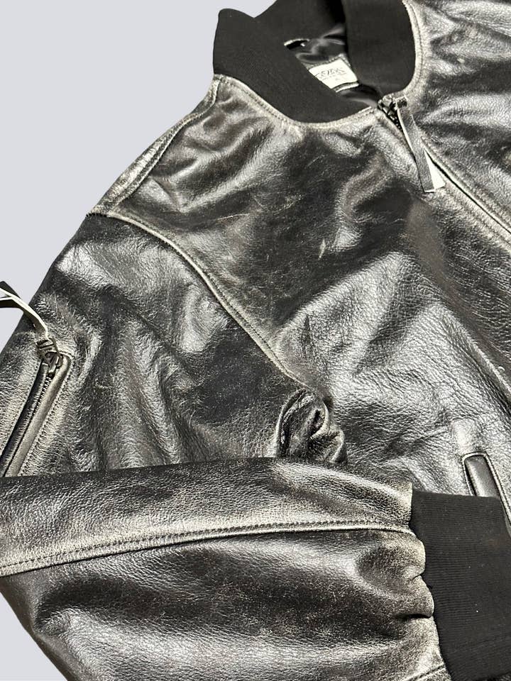 Chaqueta Bomber de piel de becerro Coal (hombre) para venta al por mayor de Tekin Apparel