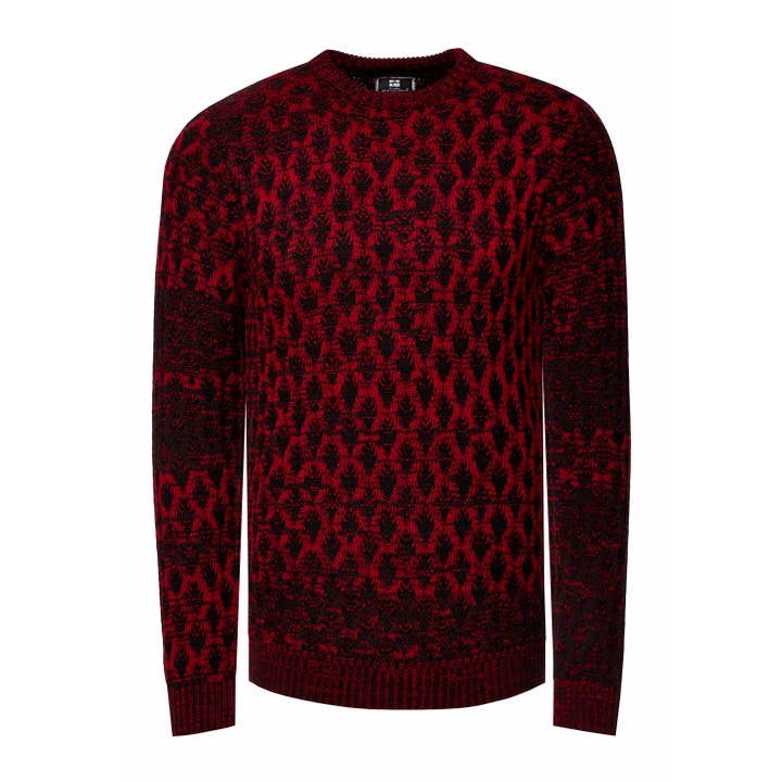 Used-look check pattern crew neck sweater 13429 for wholesale by Rusty Neal