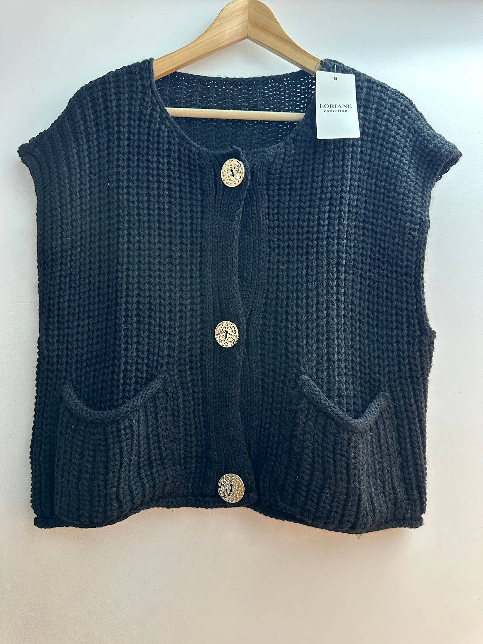 LORIANE - Wholesale Knit Sweater - Women's - 145B  Knit vest/cardigan one size0