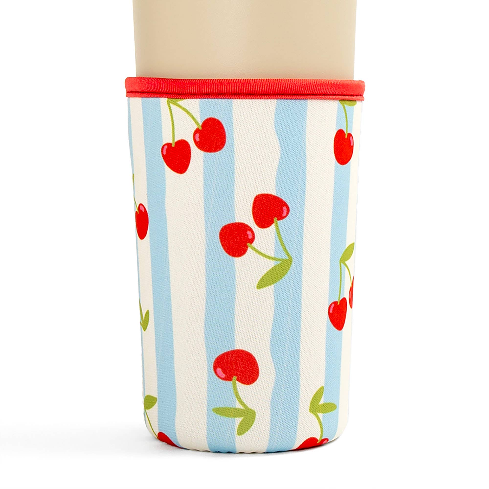 Pippi Post - Wholesale Drink Huggers & Koozies - Cherry Striped Drink Sleeve5