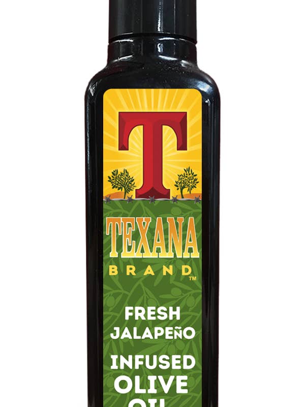 Texana Brand Fresh Jalapeno Olive Oil 8.5 fl oz (250ml) for wholesale by Texana Brands