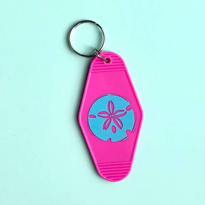 iconic mi - Wholesale Keychain – Women's - Motel Key Fob Tag Sand Dollar Hot Pink Summer Keychain0