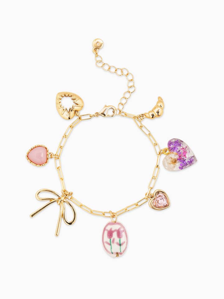 Armband met roze cottagecore bedels voor wholesale door Sessori