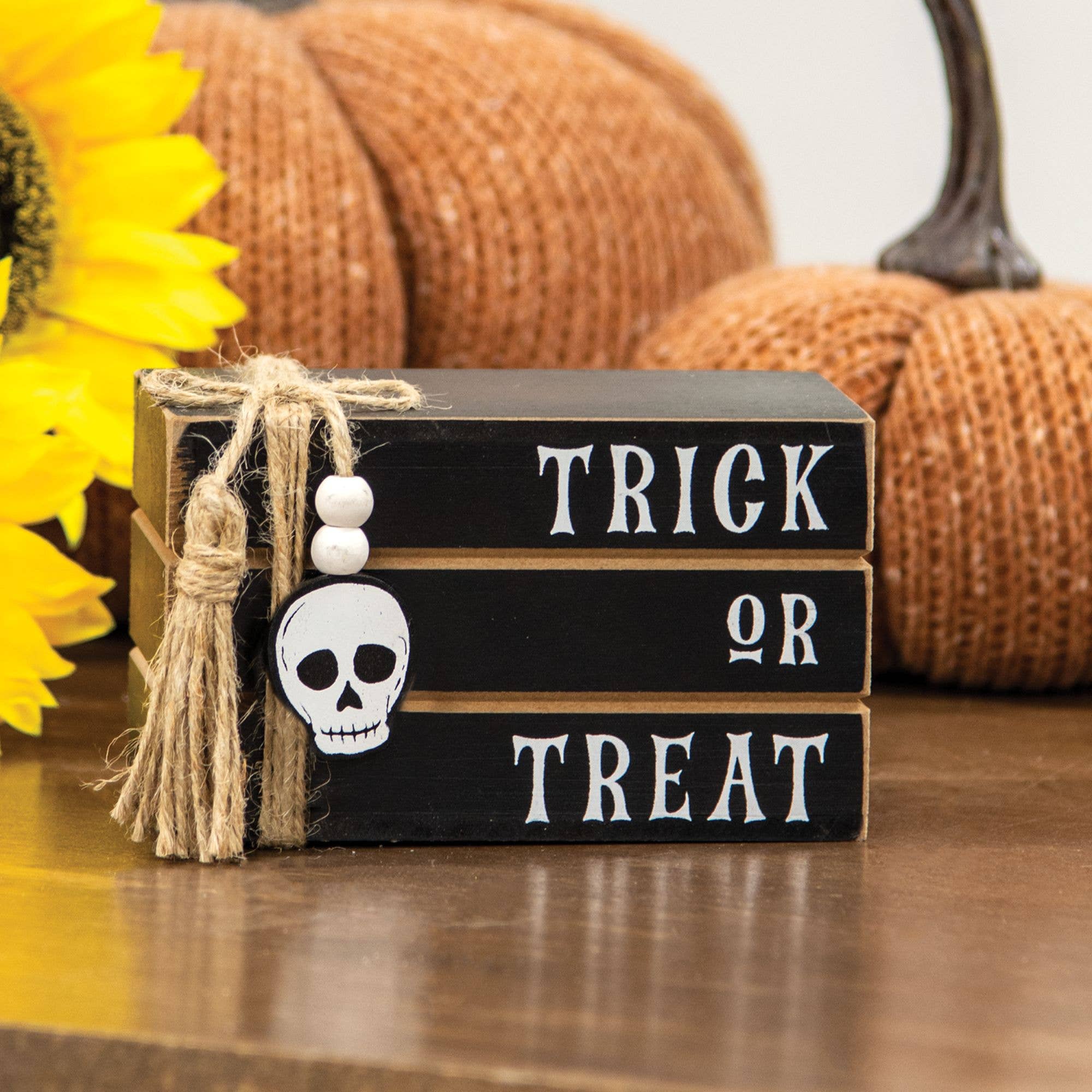 Col House Designs - Wholesale Decorative Tabletop Object - Trick or Treat Mini Wooden Book Stack1