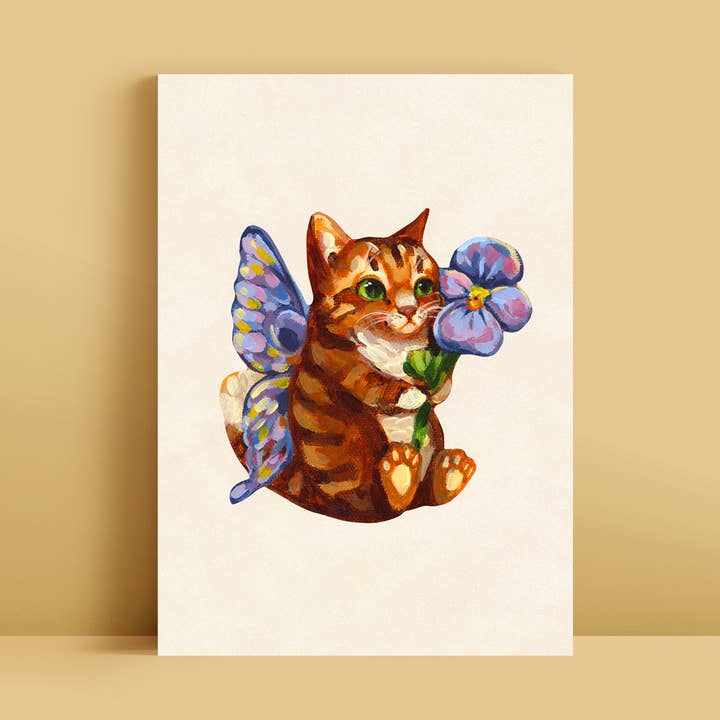 Doro Marcello - Wholesale Art Print - Fairy Cat Art Print | 5x7'' | Cute Whimsical Animal Wall Art
