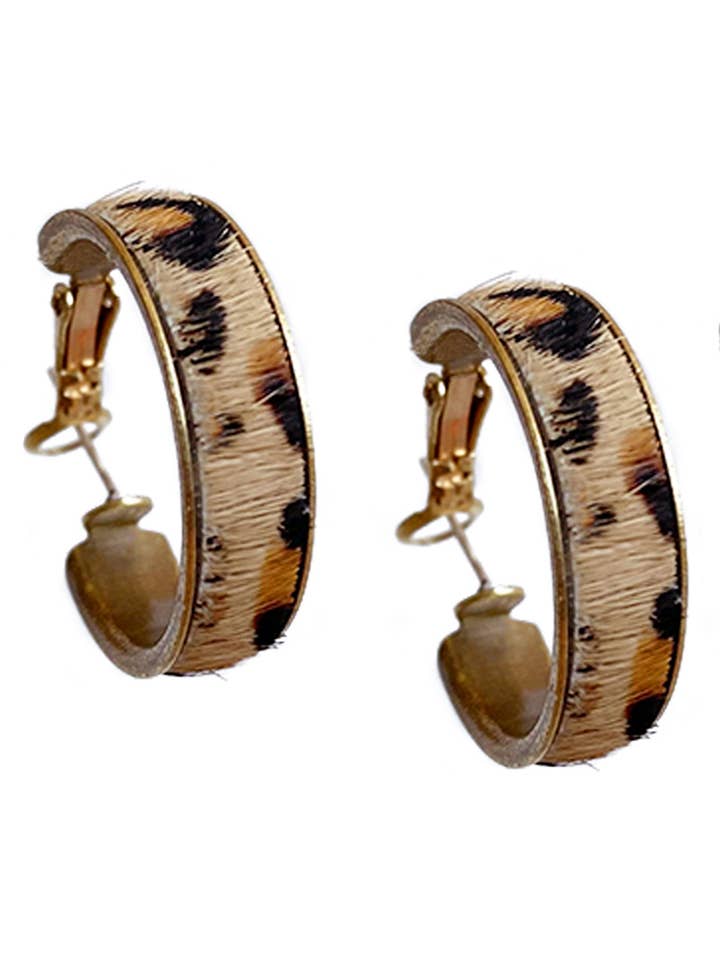 Animal Printed Fur Hoop Earrings E4939 for wholesale by Ole