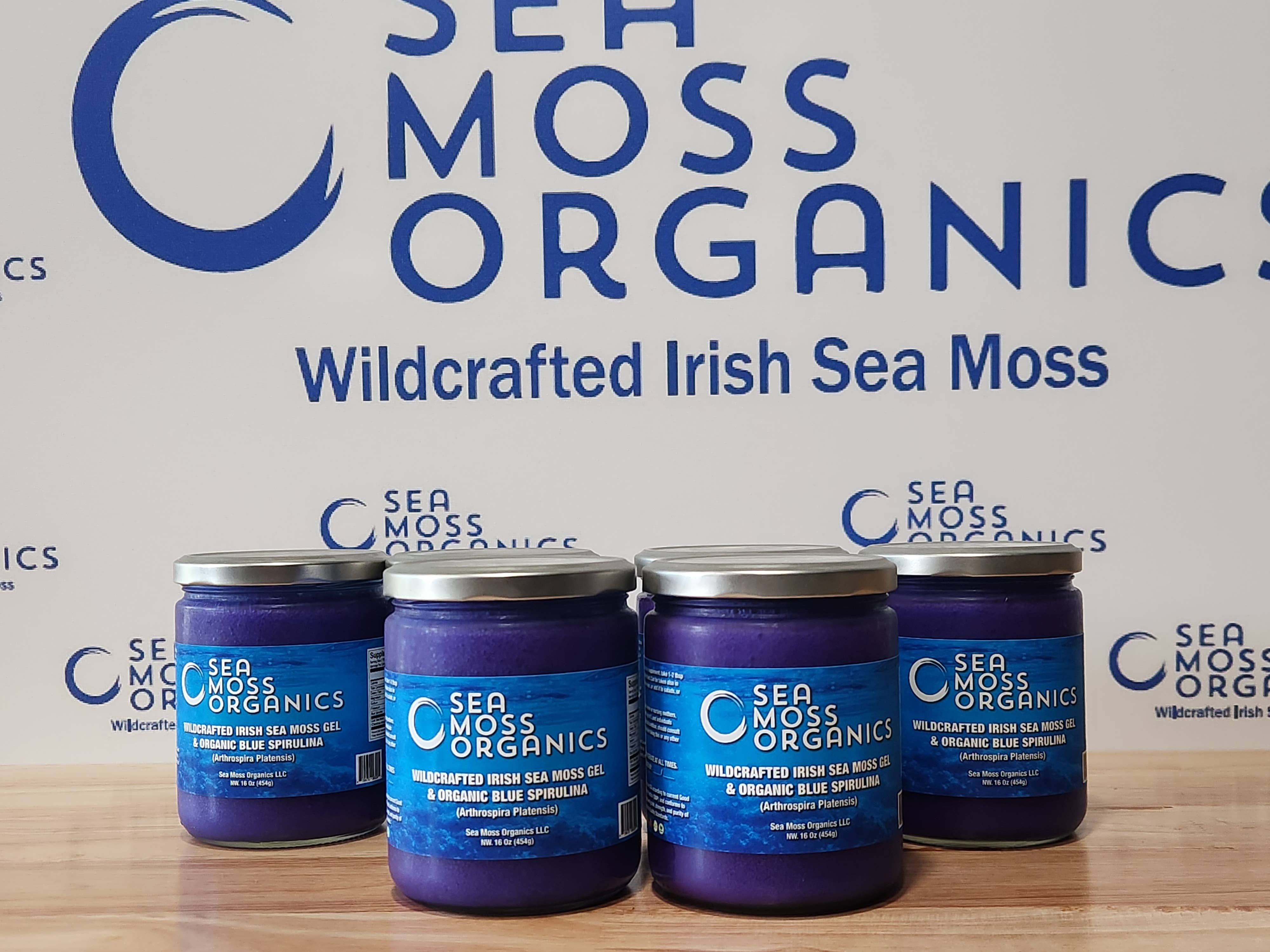 Sea Moss Organics LLC - Wholesale Voedingssupplement/vitamine - Blauwe spirulina en Peruaanse Chondrus Crispus (Iers zeemos) gel 454 g1