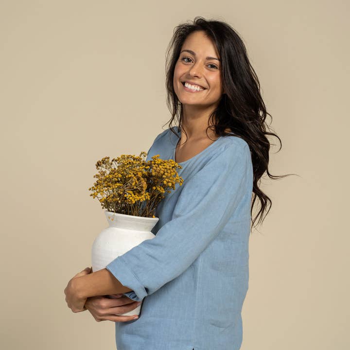 menique - Wholesale Blouse - Women's - Natural 100% Linen Blouse Nora - Casual 3/4 Sleeve Linen Top4