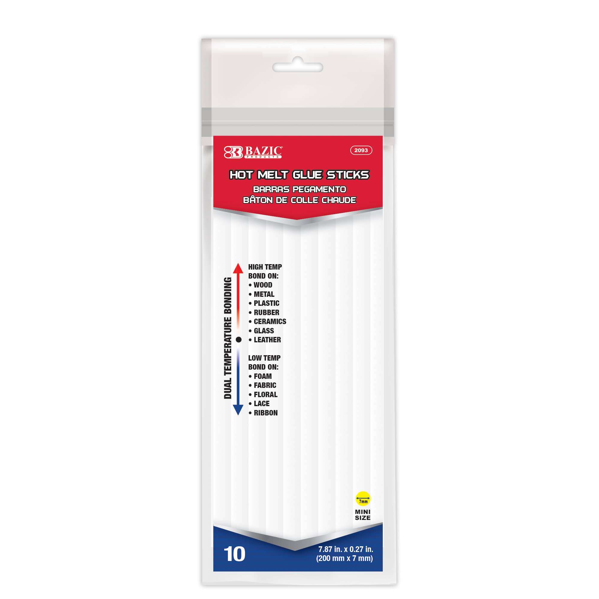 BAZIC Products - Wholesale Glue - Hot Melt Glue Sticks Dual Temp. Mini 7.87" x 0.27" (10/Box)0