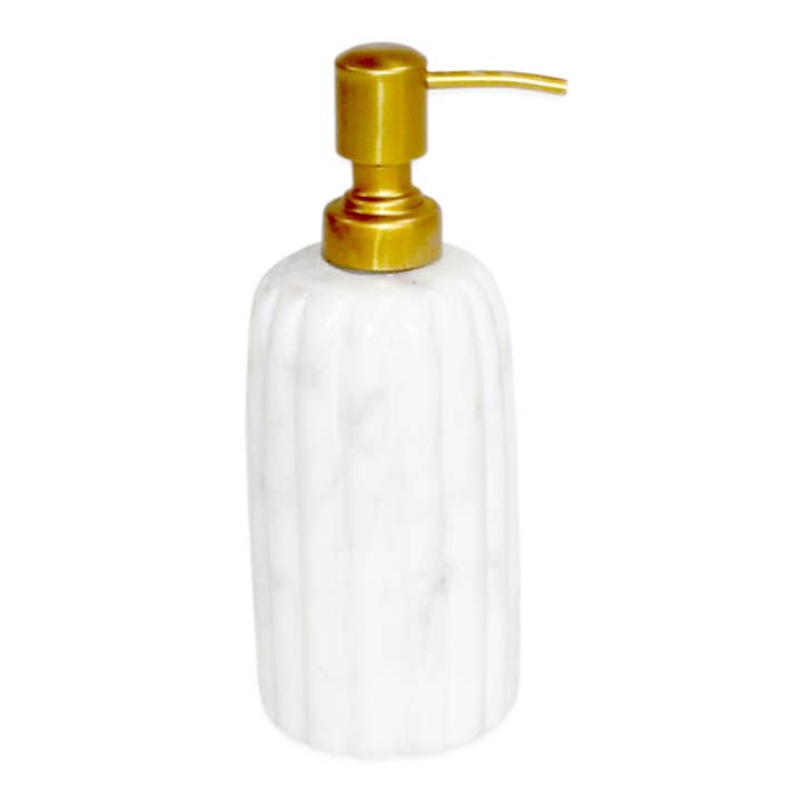BIDKhome - Wholesale Soap Dispenser - White Marble Soap Dispenser w/ Grooving2