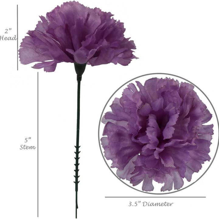 Larksilk - Wholesale Artificial Flowers - 200-Pack: 5" Lavender Carnation Picks3