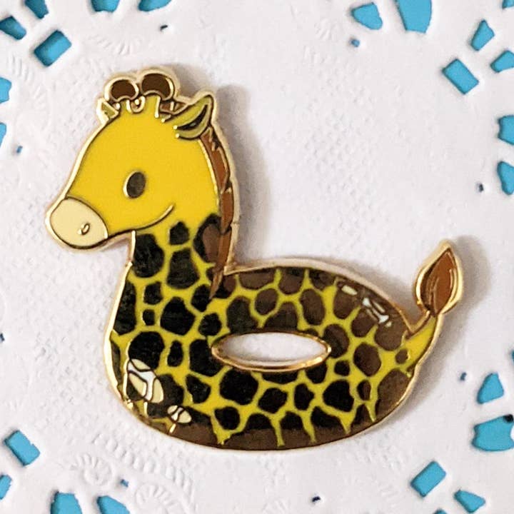 Summer Vibin' Floatie : Giraffe Enamel Pin for wholesale by Sugar Cubed Studios