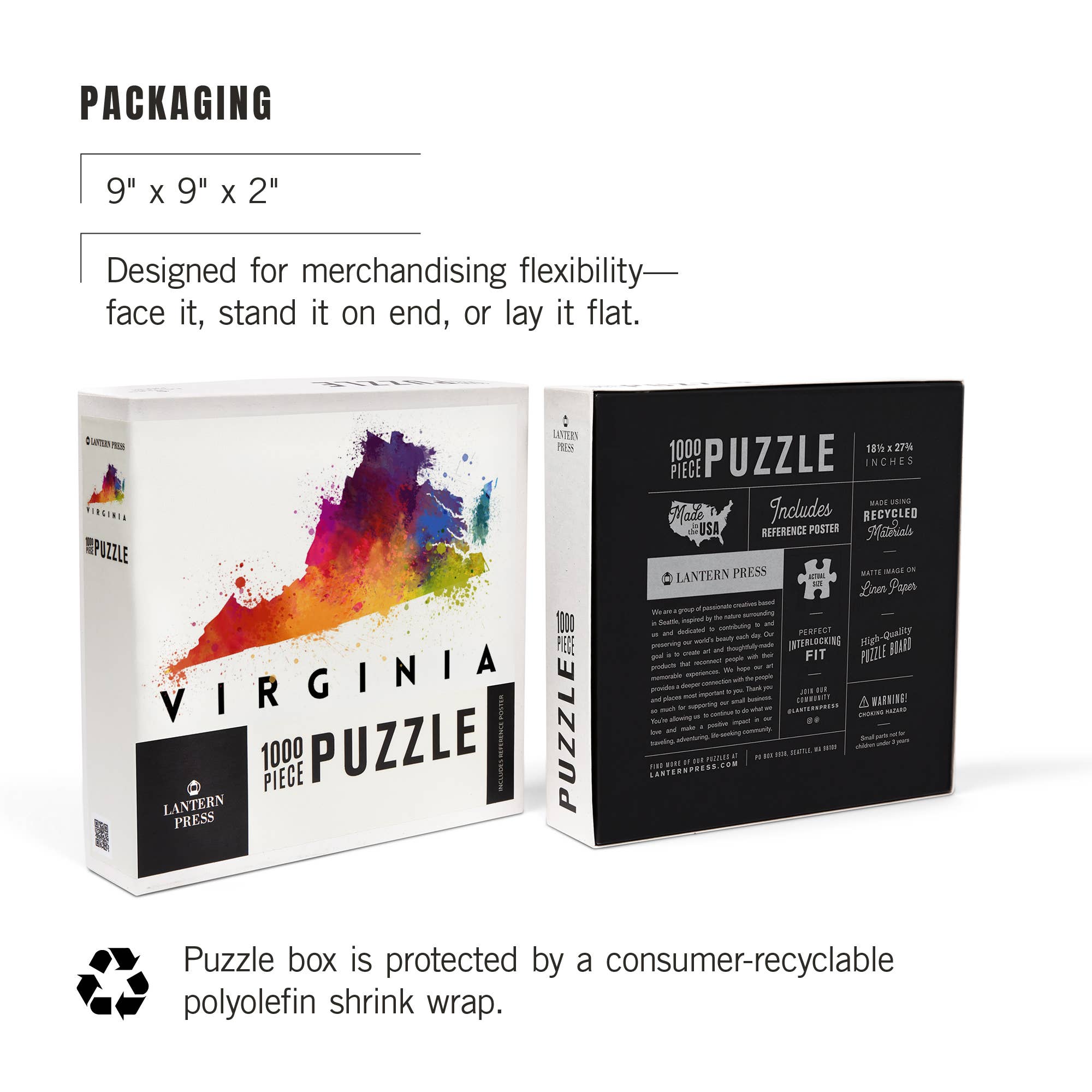 Lantern Press - Vente Puzzle – adulte - PUZZLE DE 1000 PIÈCES Virginia, State Watercolor7