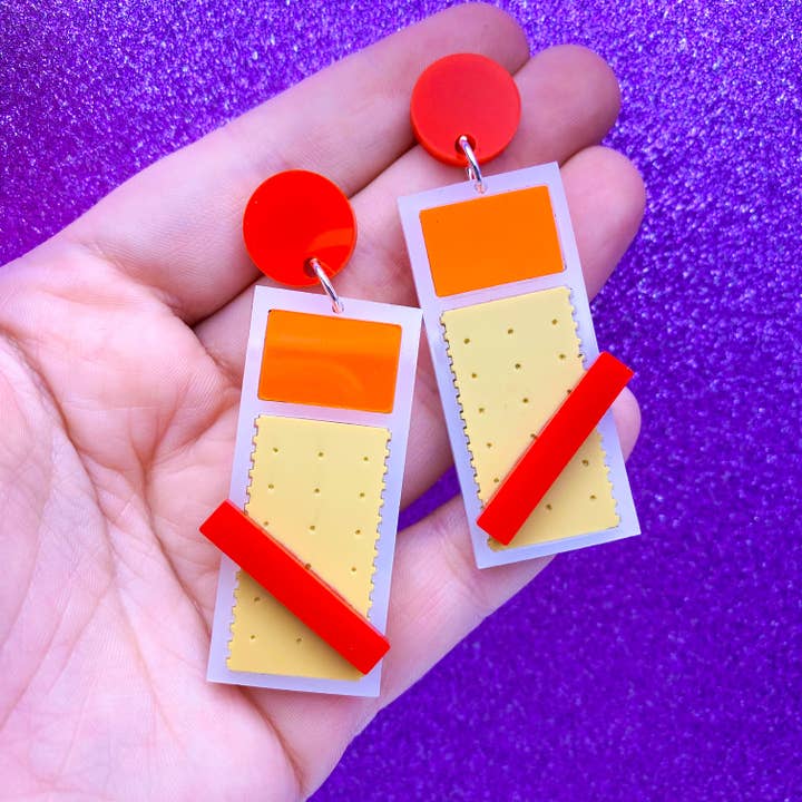 Handi-snack earrings for wholesale by Garbage Humans