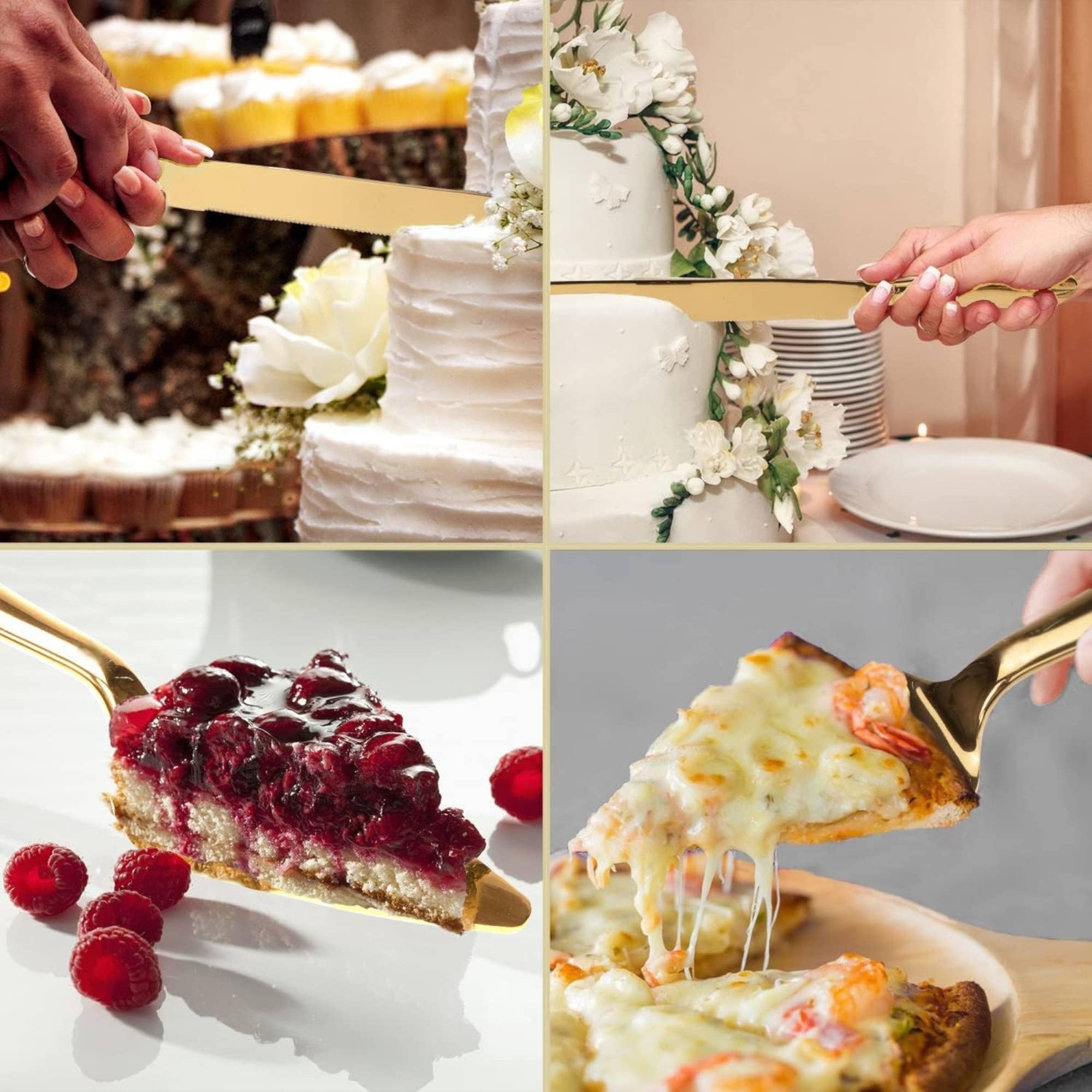 Otterware - Wholesale Serving Utensil - Gold Cake Knife & Server Set – 2pc Stainless Steel Wedding1