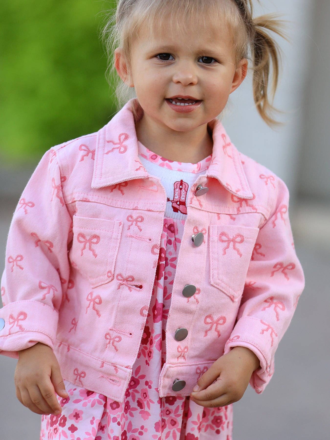 Rylee Faith Designs – wholesale Buttoned-down shirt – Kids – Pink Fall Girls Butterfly Print Denim Top0