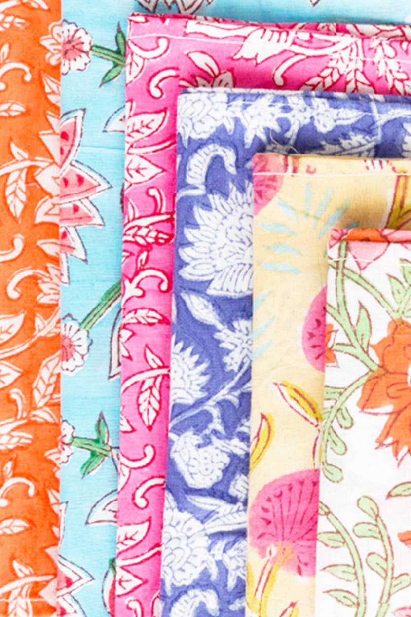 Sevya Handmade - Wholesale Dinner & Cloth Napkin - Floral Block Print Napkins, Set of 68