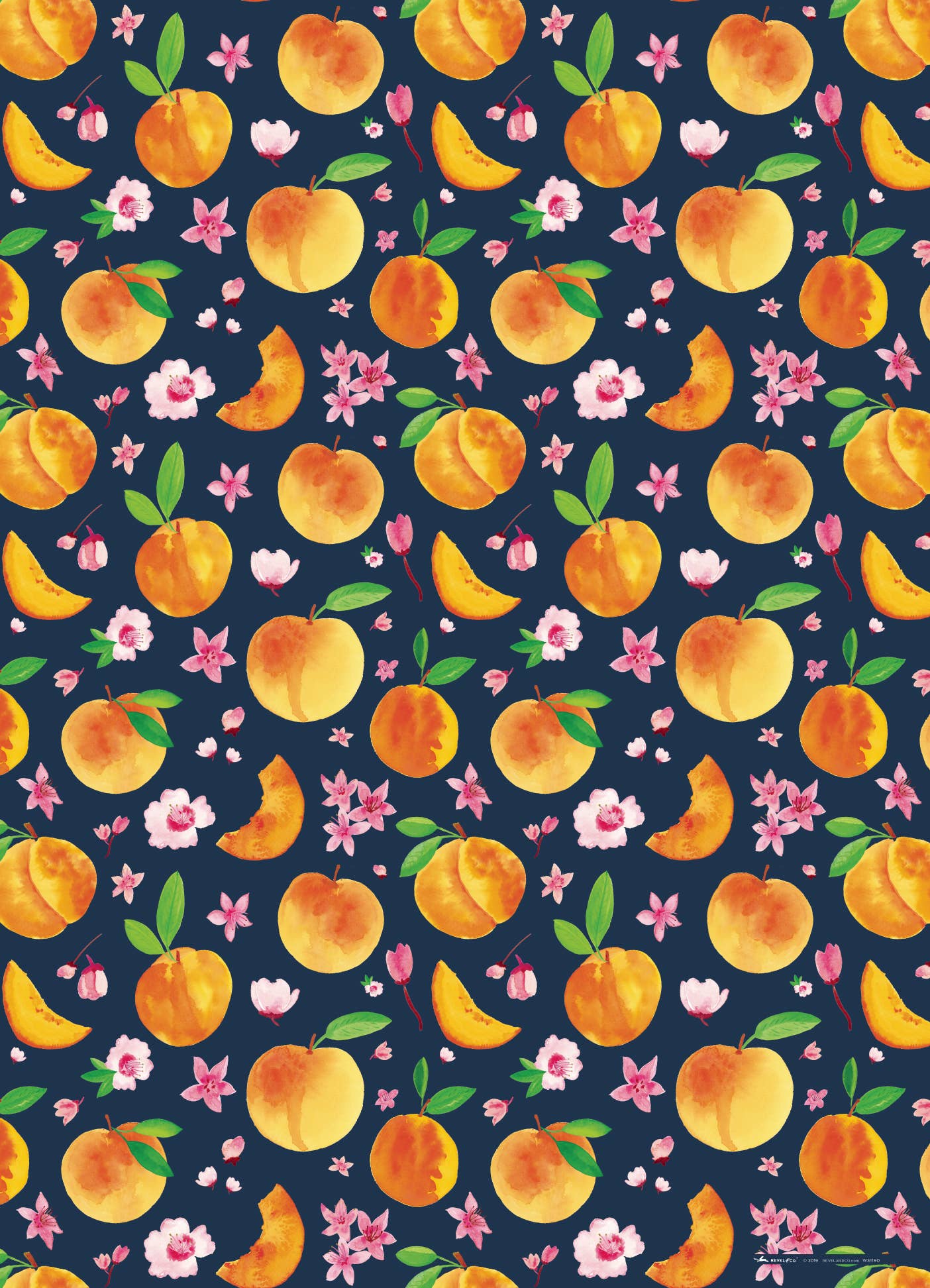 REVEL & Co. - Wholesale Wrapping Paper Roll - Peaches Gift Wrap Roll (3 sheets/roll)1