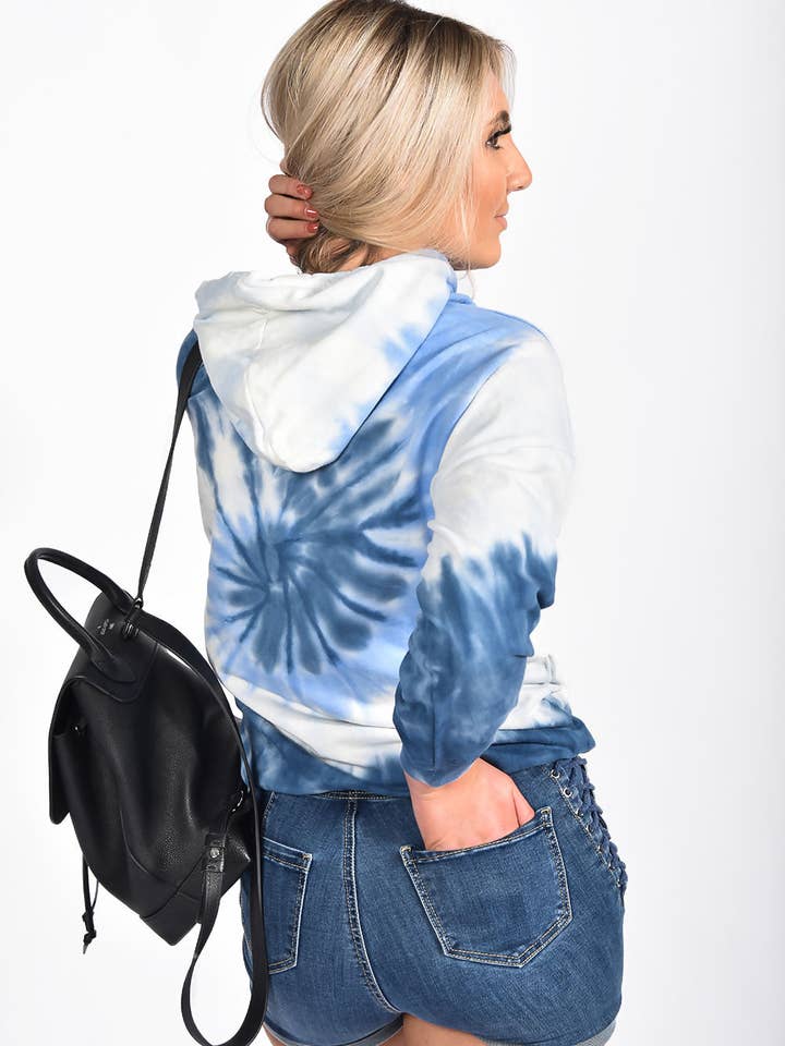 BLUE TIE DYE OVERHEAD HOODIE for wholesale on Faire2