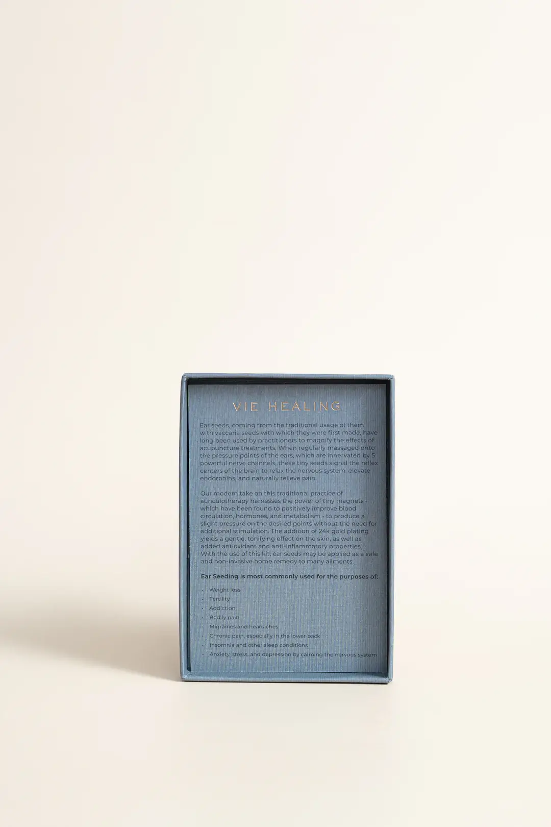 VIE HEALING - Vente Accessoire d'acupuncture - Le kit Cool, Calm, Collected (graines d'épis en or 24 carats)5
