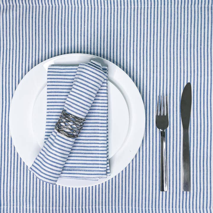 Set of 6-Classic Pinstripe Napkins, 18''X18'', Blue-White.
for wholesale by chardin home