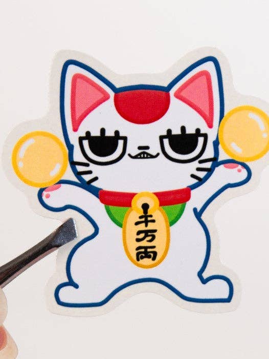 Vinyl Sticker | "Granny" Lucky Cat holding balls | Anime Inspired | 3 inch | Waterproof & Fade-Resistant for wholesale by MikouArt