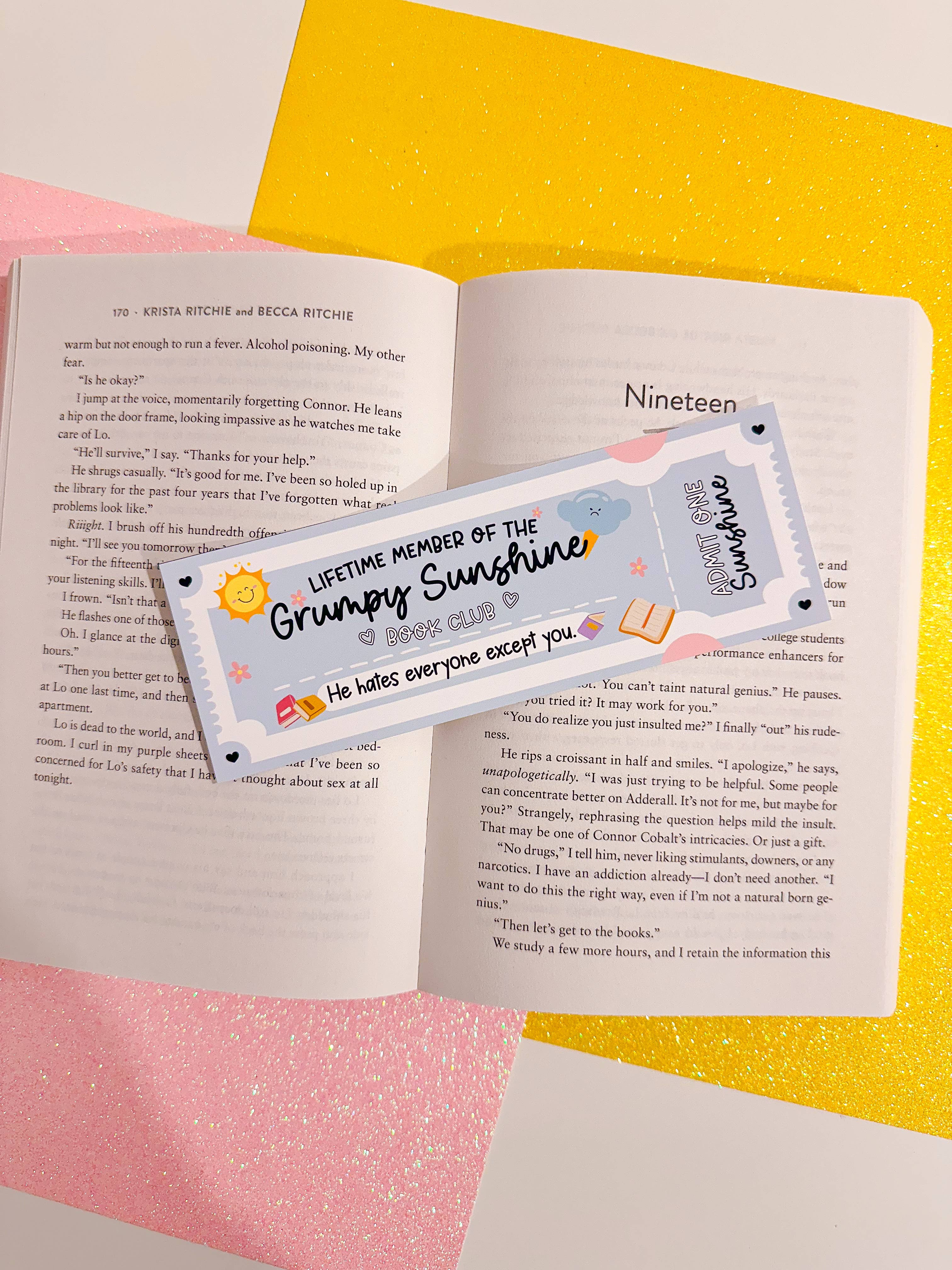 Wholesale Grumpy Sunshine Book Club Glitter Bookmark for your store - Faire