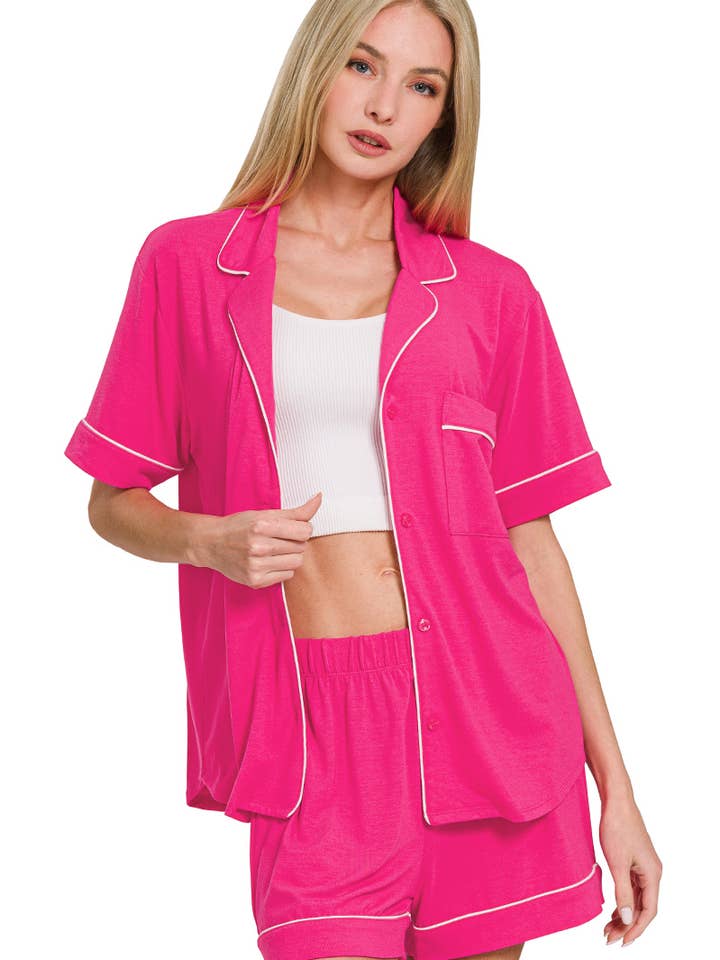 .SI-27226 Skjorter med knapper & Shorts 2-delt pyjamassæt for engroshandel hos 42POPS