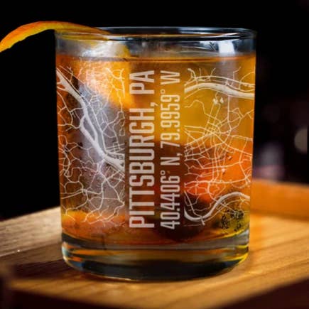 Custom Map Whiskey Glasses 11oz for wholesale by Personalized By Kate