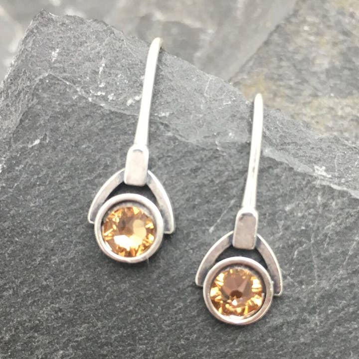 Silver Swarovski Crystal Cabochon Lt. Colorado Earring for wholesale by Elizabeth Jewelry