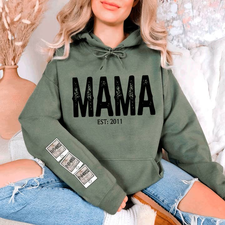 A Blessed Texas Mess Boutique - Wholesale Screen printed t-shirt – Women′s - Custom Mama Mother's Day Kids name Sleeve Children Personal4