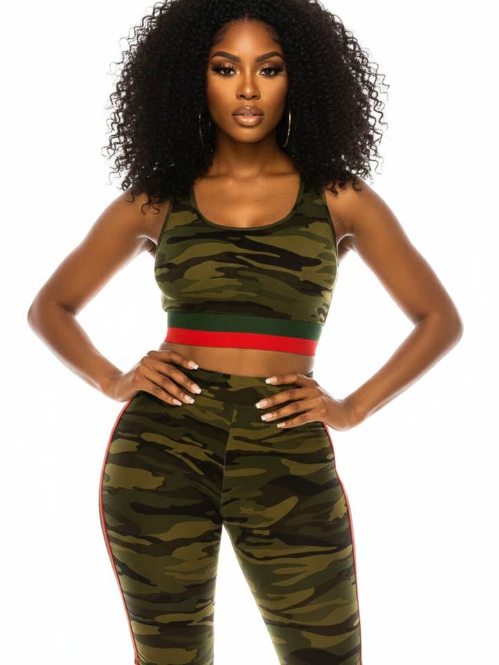 Rød og grøn Side Stripe Beskåret Tank Sæt for engroshandel hos To Star