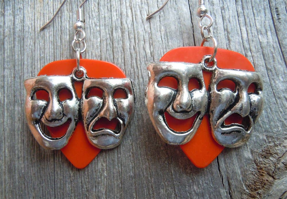 Simply Raevyn - Wholesale Dangle Earrings - Theater Mask Charm Guitar Pick Earrings24