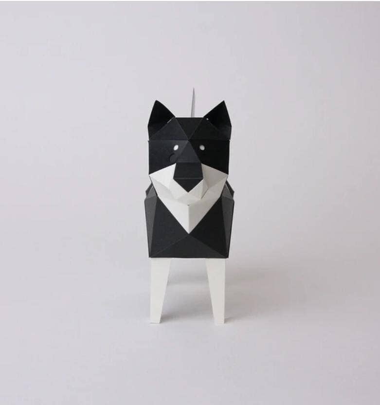 「FUNJI」In Japan - Wholesale DIY Craft Kit - Origami Black Shiba Inu Paper Craft Kit: Japanese Dog Model2