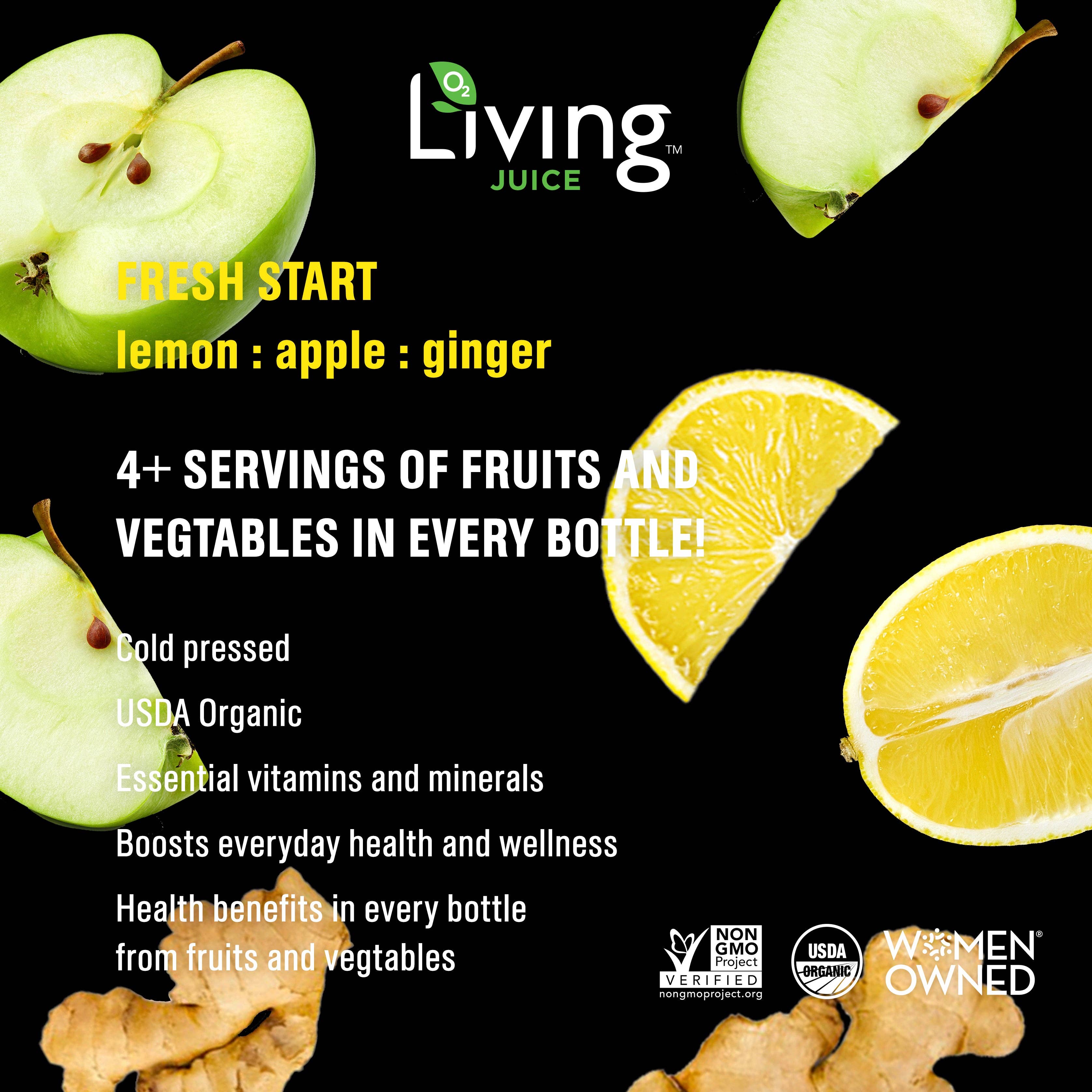 Living Juice - Wholesale Wellness Juice/Tonic - Living Juice Fresh Start - Organic 12oz Pressed Juice6