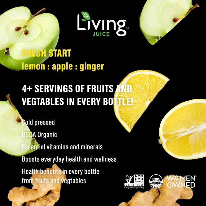 Living Juice - Wholesale Wellness Juice/Tonic - Living Juice Fresh Start - Organic 12oz Pressed Juice6
