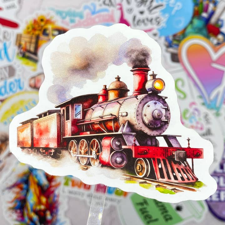 Die Cut Decal - Steam Train, Watercolor for wholesale by KL Design Works