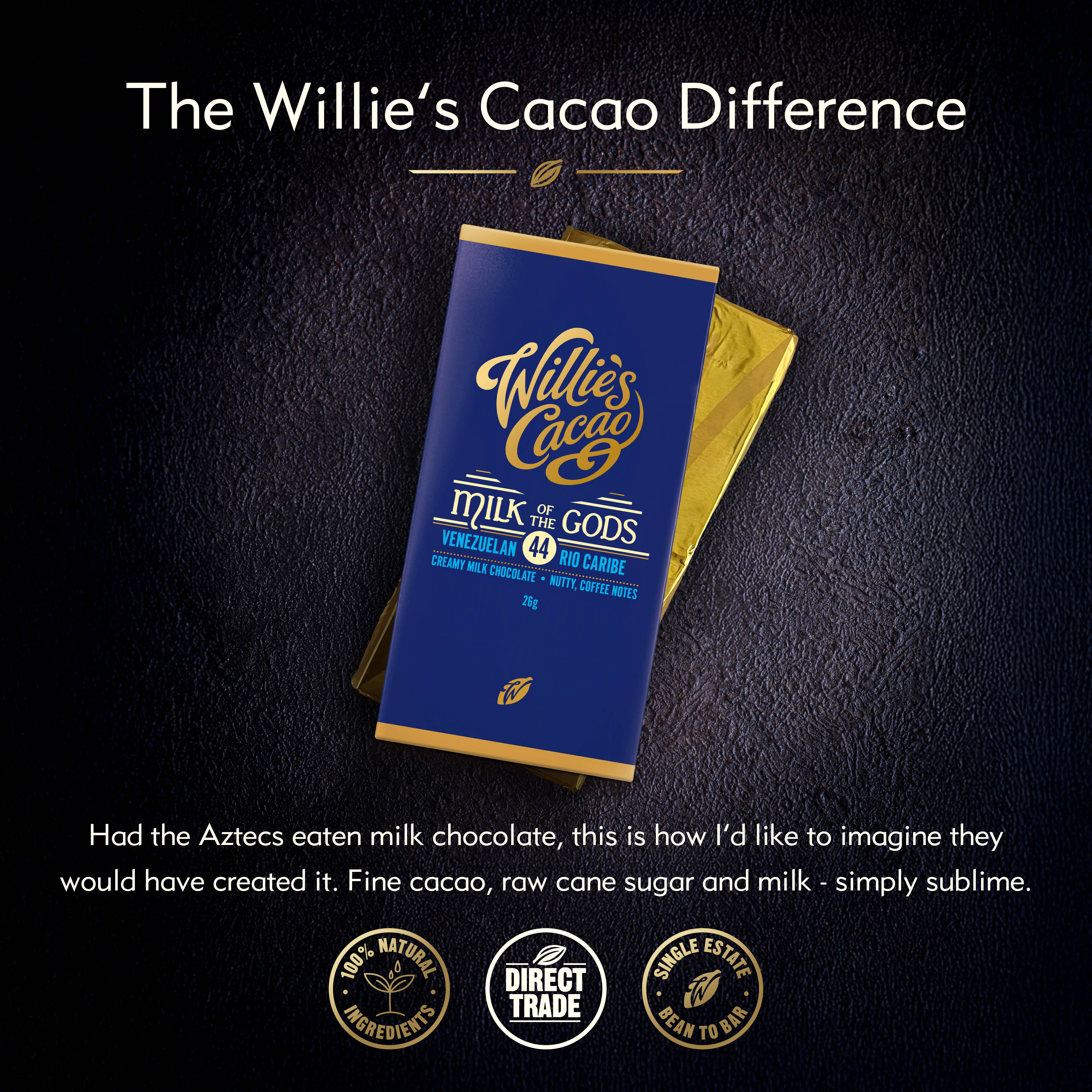 Willie's Cacao - Vente Barre chocolatée - Milk of the Gods - Chocolat au lait 44 % Rio Caribe, tablette de 26 g4