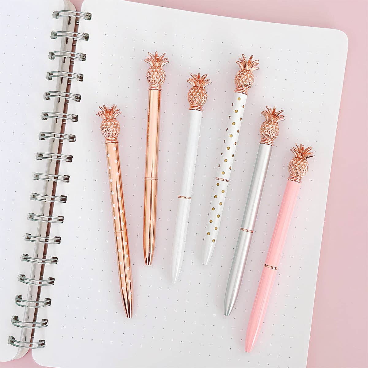 Wrapables.com - Wholesale Pen - Wrapables Pineapple  Pens, (Set of 6 Pens + 6 Refills)5