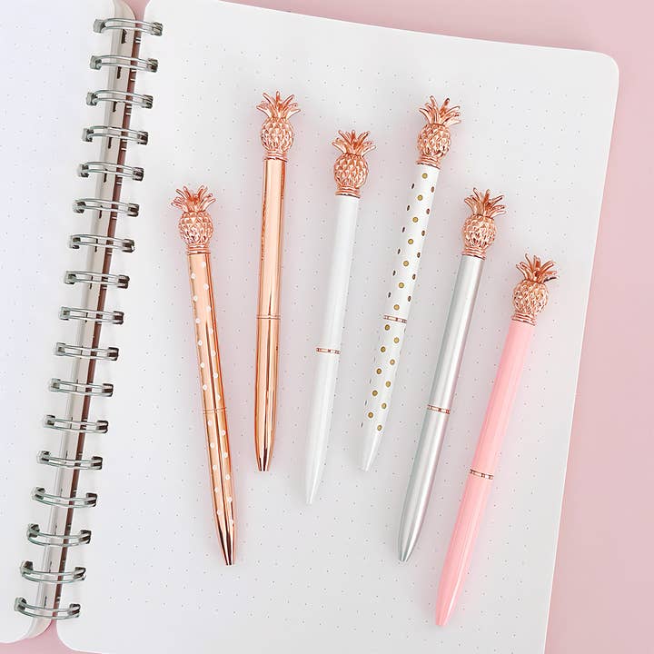 Wrapables.com - Vente Stylos - Stylos Wrapables Pineapple, (lot de 6 stylos+6 recharges)5