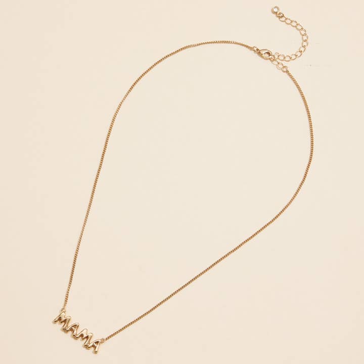 Lilla Haven - Wholesale Pendant/Charm Necklace - Bubble "MAMA" 18K Gold Dip Necklace
