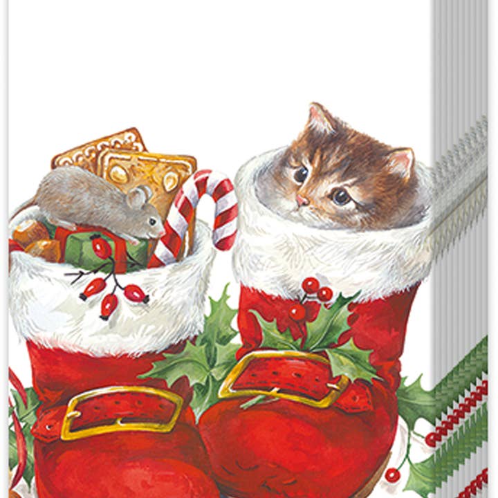 Boston International - Wholesale Tissue Paper - Pocket Tissues Pack of 10 Sweet Christmas Boots