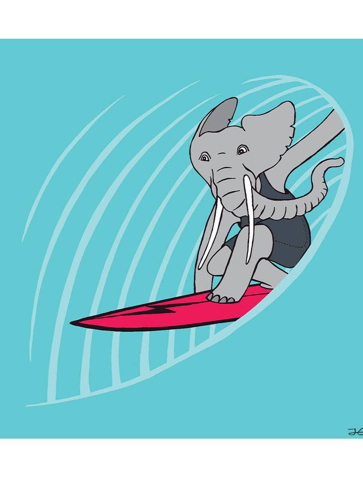 Surfing Elephant - Print/ Framed Print for wholesale by Jonas Claesson