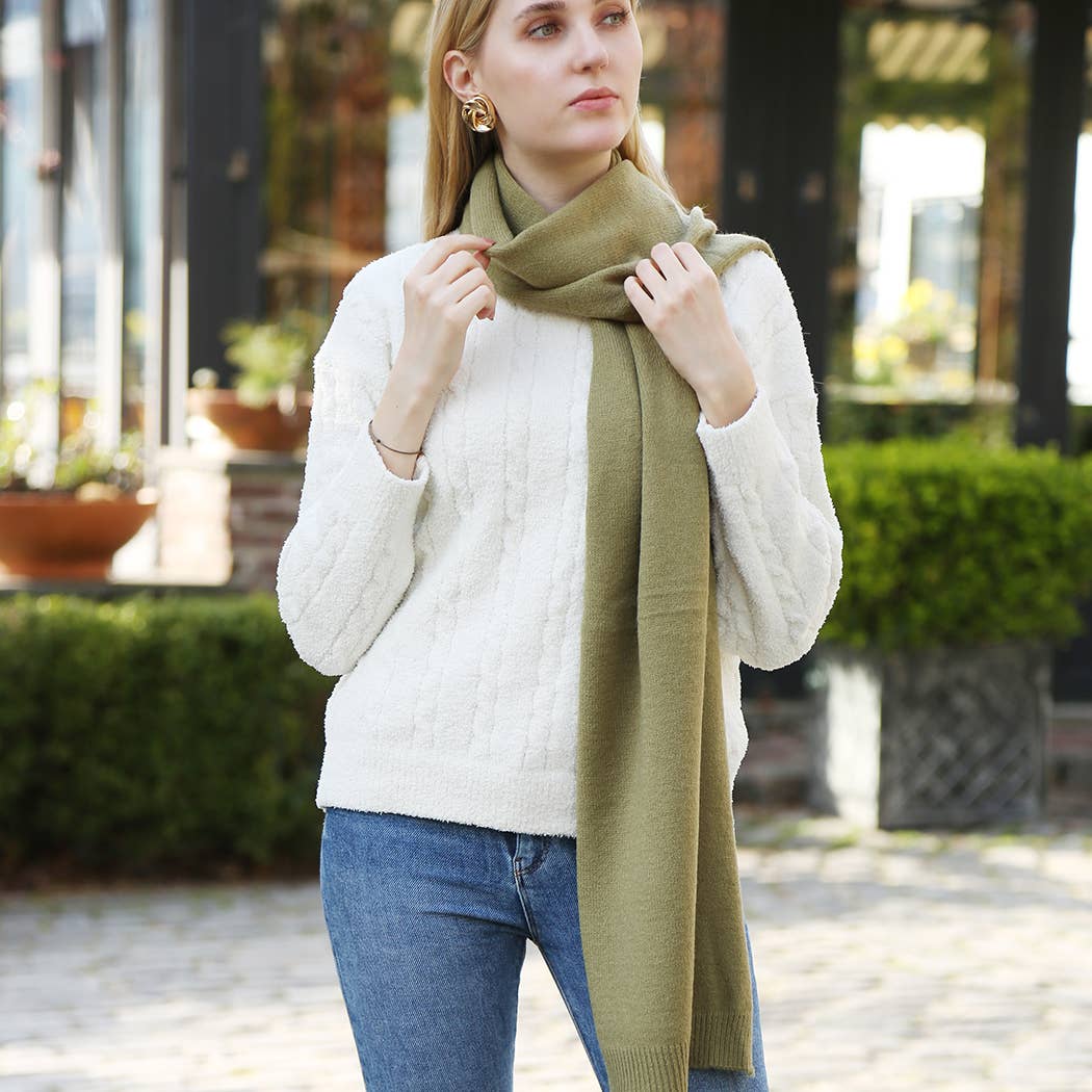 Fashion City - Wholesale Scarf - Women's - Solid Color Soft Ribbed Oblong Scarf15
