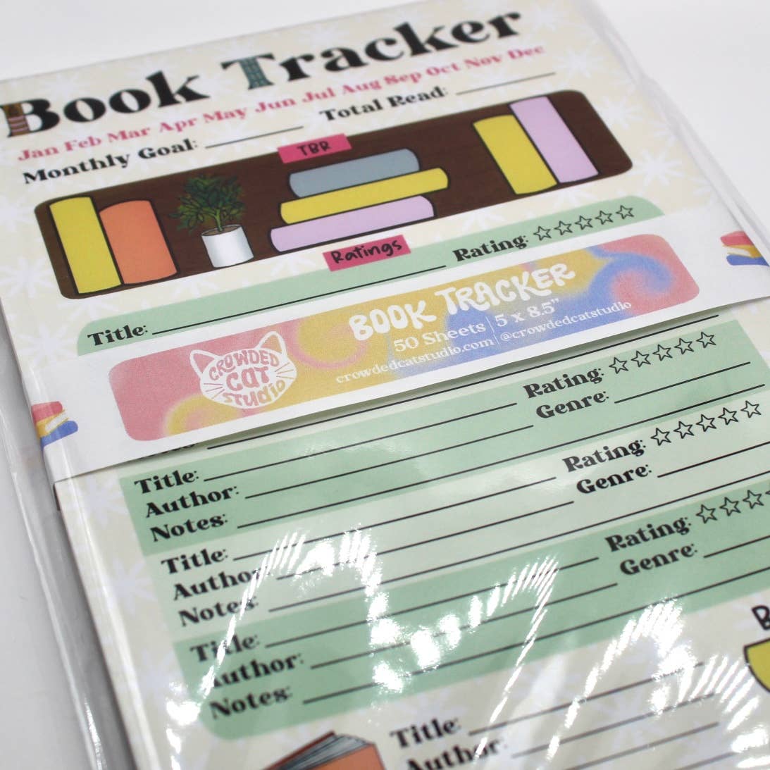 Crowded Cat Studio - Wholesale Planner - Book Tracker Notepad, Rate Your Books, TBR, 5.5 x 8.5 in2