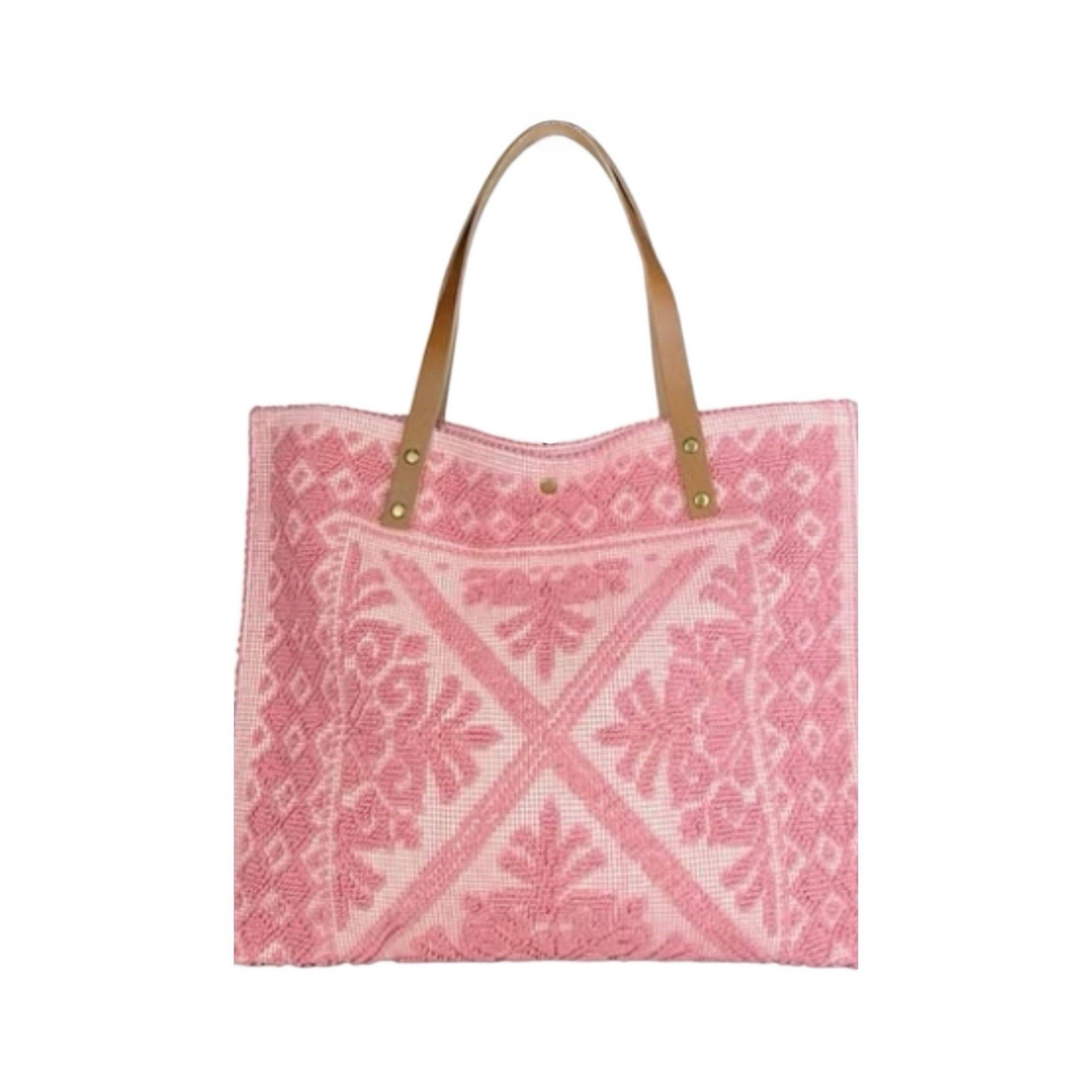 Louisa lee - Wholesale Shoulder Bag - Women's - LARGE TAPESTRY TOTE BAG TRIMMED WITH LEATHER4