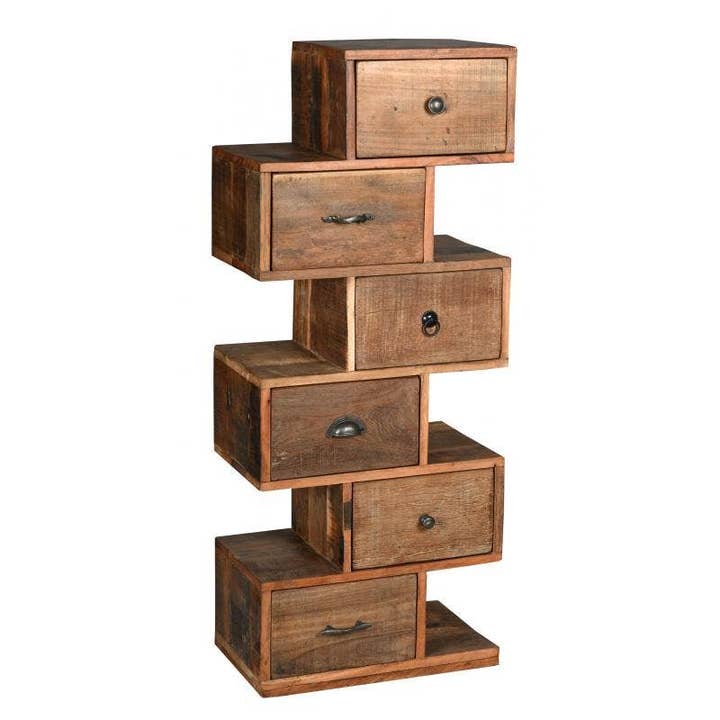 Cómoda en zigzag de madera y metal reciclados para venta al por mayor de Aubry Gaspard